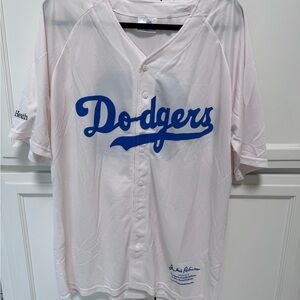 Dodgers White and Blue Men's Jersey Jackie Robinson edition